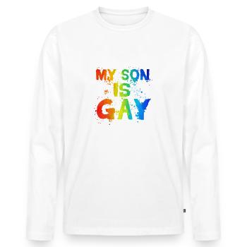 Mein Sohn ist schwul - Männer Premium Bio Langarmshirt - Weiß - Vorne - Nico (187cm)