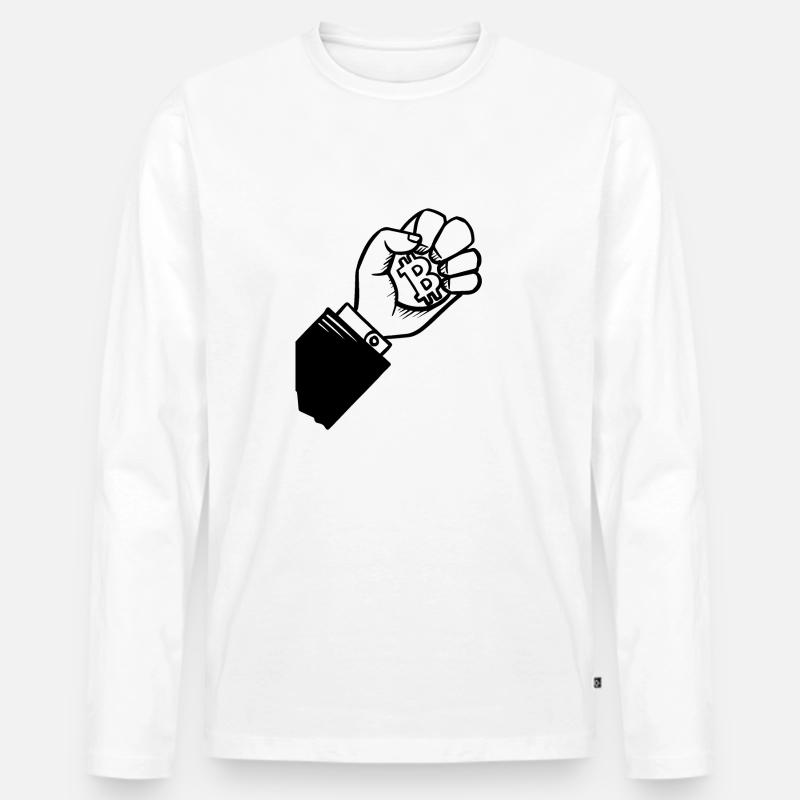 Faust In Bitcoin we Trust - Männer Premium Bio Langarmshirt - Weiß