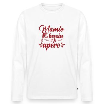 Mamie Humour Grand-Maman Cadeau - T-shirt manches longues Premium bio Homme - blanc - Devant - Nico (187cm)