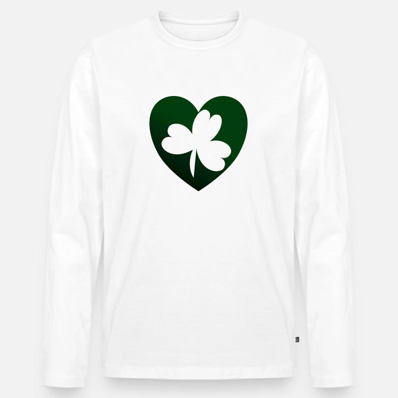 Witiges Kleeblatt - Männer Premium Bio Langarmshirt - Weiß