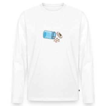 Happy Pills Bulldog Funny Dog Lover Humor Pet Cool - Men's Premium Organic Long Sleeve Shirt - white - Front - Nico (187cm)