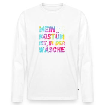 Mein Kostüm ist in der Wäscherei Carnival Party - Männer Premium Bio Langarmshirt - Weiß - Vorne - Nico (187cm)