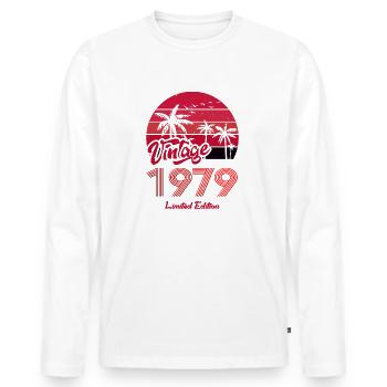 Vintage Année 1979 Edition Limitée Rouge - T-shirt manches longues Premium bio Homme - blanc - Devant - Nico (187cm)