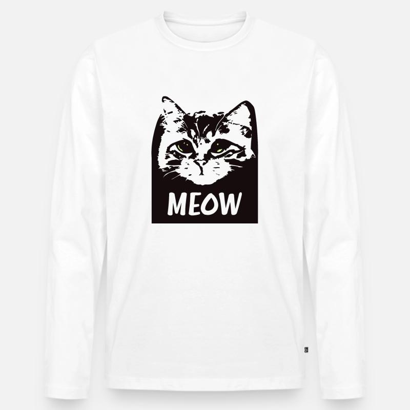 Miau-Katze - Männer Premium Bio Langarmshirt - Weiß
