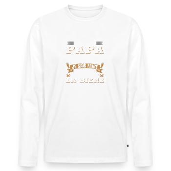 Je Suis Un Papa Magicien - T-shirt manches longues Premium bio Homme - blanc - Devant - Nico (187cm)
