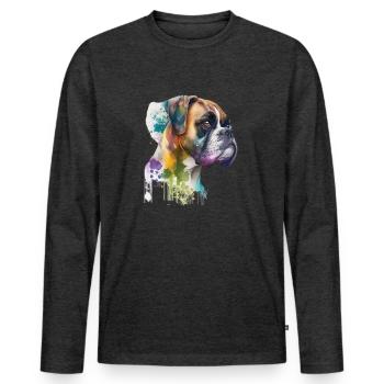 German Boxer Dog Watercolor Design - Men's Premium Organic Long Sleeve Shirt - heather anthracite - Front - Nico (187cm)