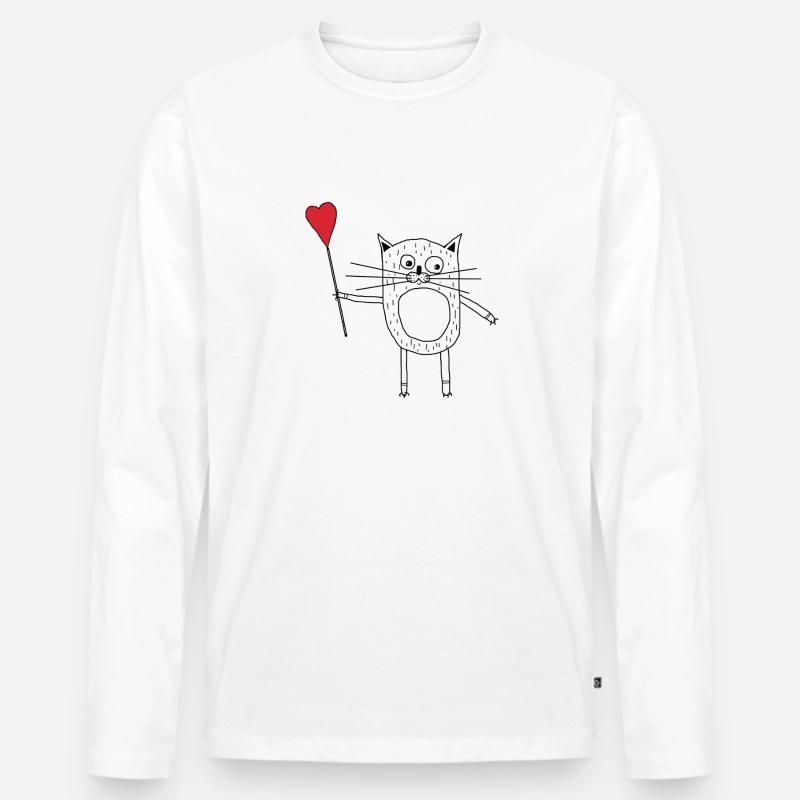 Ich liebe Katzen - Männer Premium Bio Langarmshirt - Weiß