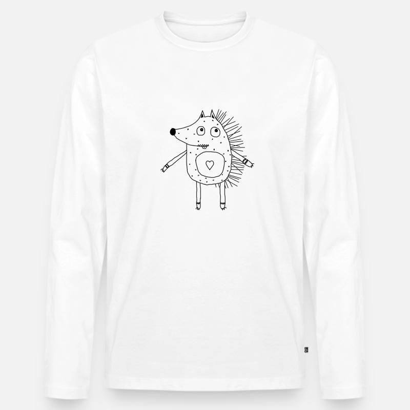 Igel mit Herz - Männer Premium Bio Langarmshirt - Weiß