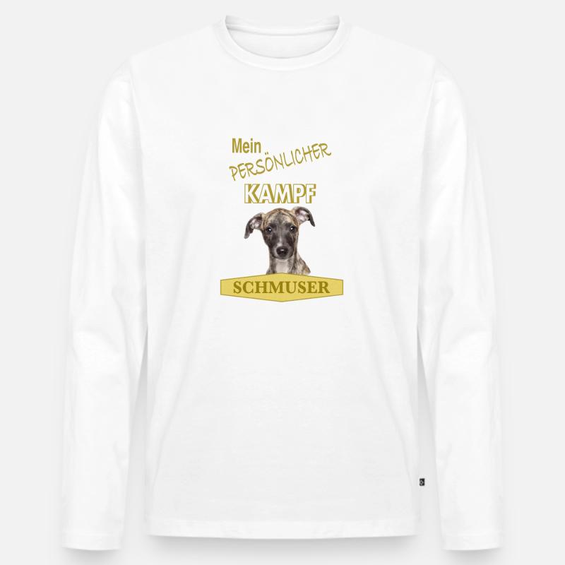 Persönlicher Kampfschmuser - Whippet - Männer Premium Bio Langarmshirt - Weiß