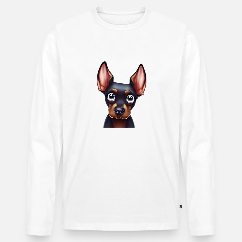 Verspielte Dobermann-Pinscher-Kunst - Männer Premium Bio Langarmshirt - Weiß