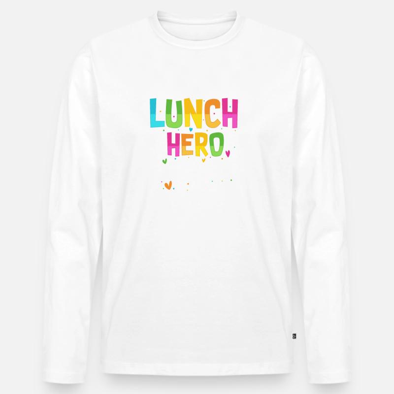 School Lunch Hero Squad Lustig - Männer Premium Bio Langarmshirt - Weiß