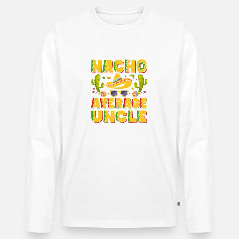 Nacho durchschnittlicher Onkel - Männer Premium Bio Langarmshirt - Weiß