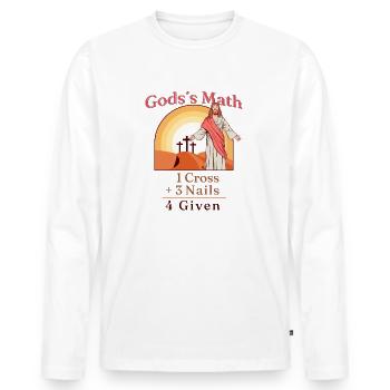 Nail Cross Faith dans l’équipe Jésus 1 Croix 3 clous 4 - T-shirt manches longues Premium bio Homme - blanc - Devant - Nico (187cm)