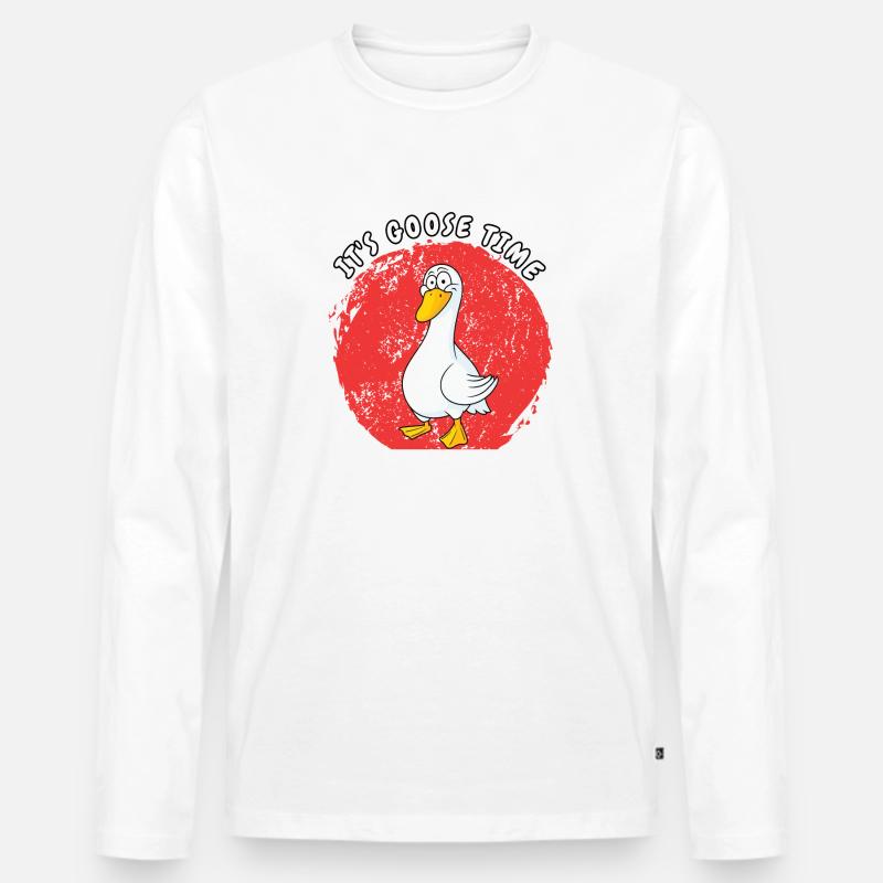 Gänsezeit - Männer Premium Bio Langarmshirt - Weiß