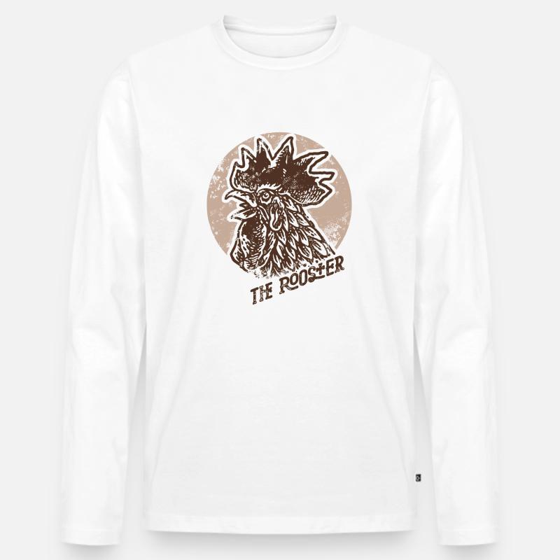 Hahn alter Stempel - Männer Premium Bio Langarmshirt - Weiß