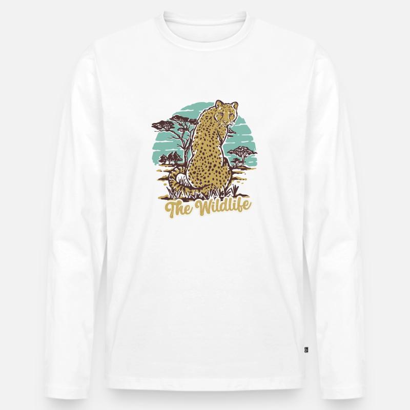 Der wildlebende Gepard - Männer Premium Bio Langarmshirt - Weiß