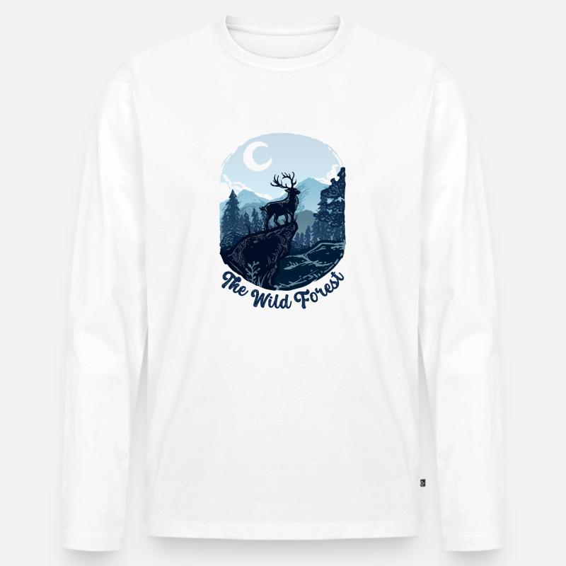 Die Wildwaldebene - Männer Premium Bio Langarmshirt - Weiß