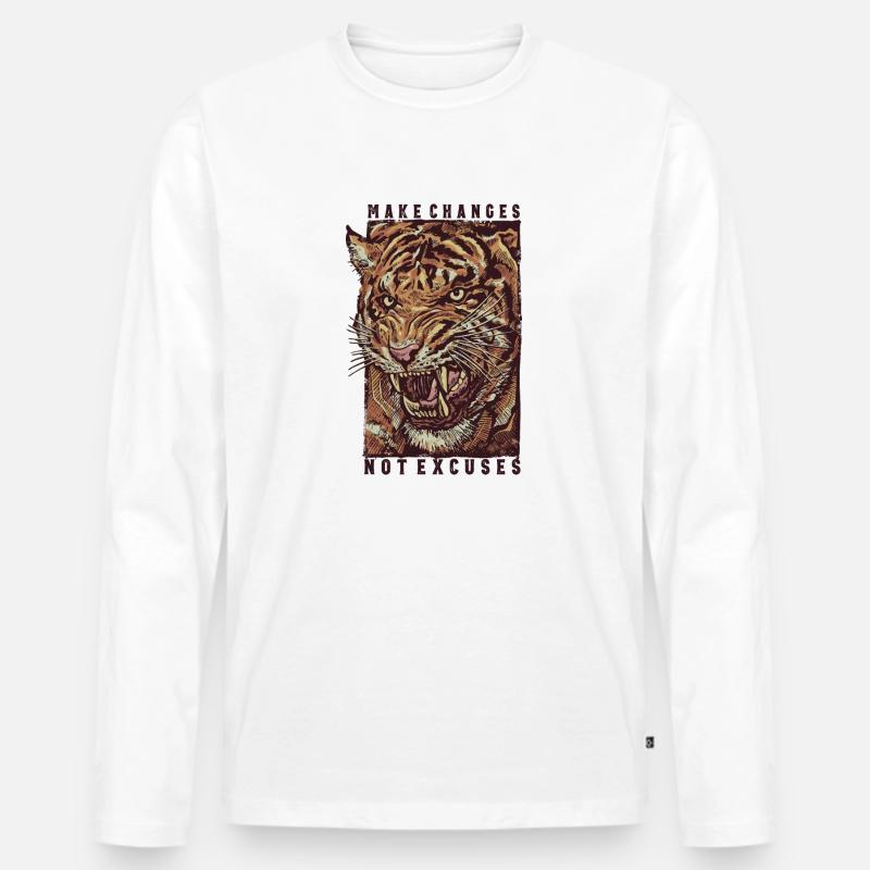 Das brüllende, wütende Tigergesicht - Männer Premium Bio Langarmshirt - Weiß