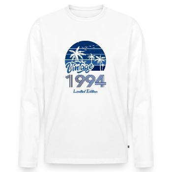 Jahrgang 1994 Limitierte Auflage Blau - Männer Premium Bio Langarmshirt - Weiß - Vorne - Nico (187cm)