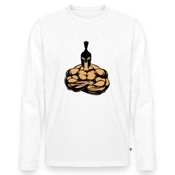 Strong Spartan - Men's Premium Organic Long Sleeve Shirt - white - Front - Nico (187cm)