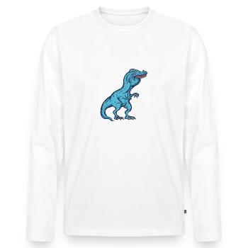 TRex Meme Dinosaurier mit Überbiss Arthur mit th - Männer Premium Bio Langarmshirt - Weiß - Vorne - Nico (187cm)