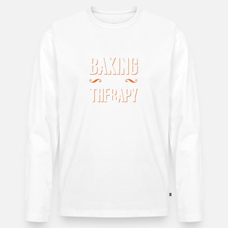 Baking is my Therapy - Männer Premium Bio Langarmshirt - Weiß