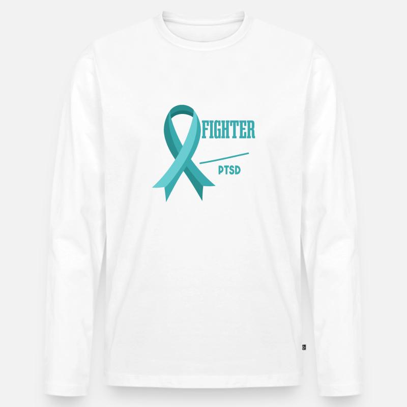 Ich bin ein Kämpfer | PTBS-Krieger - Männer Premium Bio Langarmshirt - Weiß