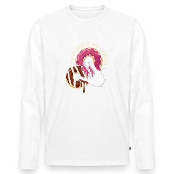Ton père est mon beignet cardio drôle - T-shirt manches longues Premium bio Homme - blanc - Devant - Nico (187cm)