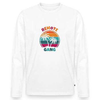 Remote gang – work from home or anywhere - Men's Premium Organic Long Sleeve Shirt - white - Front - Nico (187cm)