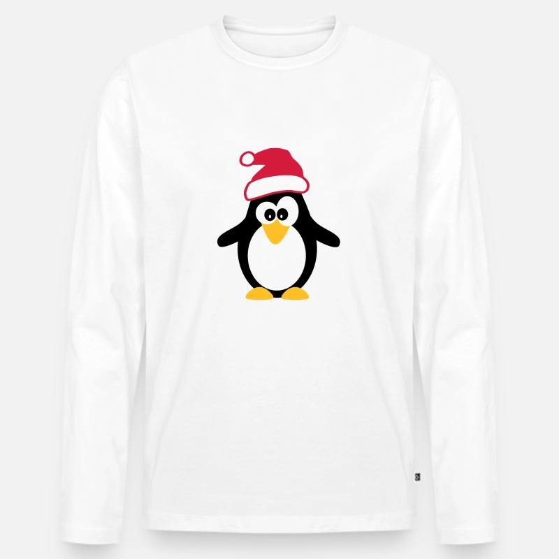 Weihnachten Pinguin - Männer Premium Bio Langarmshirt - Weiß