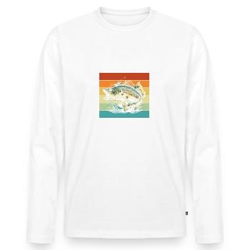 Bass Dad Ever pour tous les fans de pêche - T-shirt manches longues Premium bio Homme - blanc - Devant - Nico (187cm)