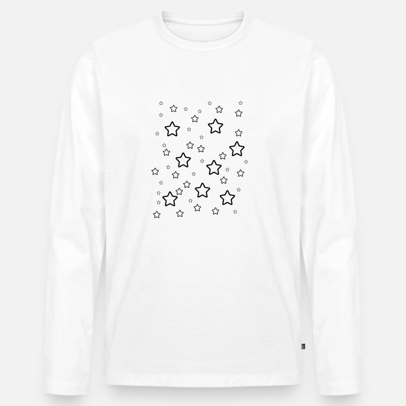 Schwarze Sterne - Männer Premium Bio Langarmshirt - Weiß