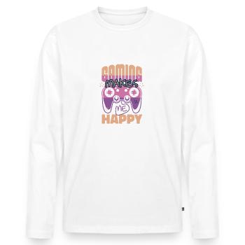Joyful Gamer's Mantra - Men's Premium Organic Long Sleeve Shirt - white - Front - Nico (187cm)