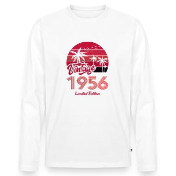 Vintage Year 1956 Limited Edition Red - Men's Premium Organic Long Sleeve Shirt - white - Front - Nico (187cm)