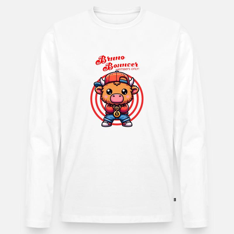 Bruno Bouncer - Bruno der Sicherheitsmann - Männer Premium Bio Langarmshirt - Weiß