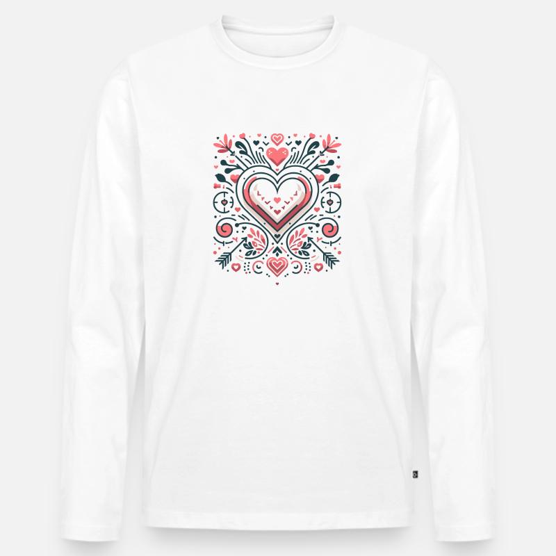 Herzmuster minimalistisch - Männer Premium Bio Langarmshirt - Weiß