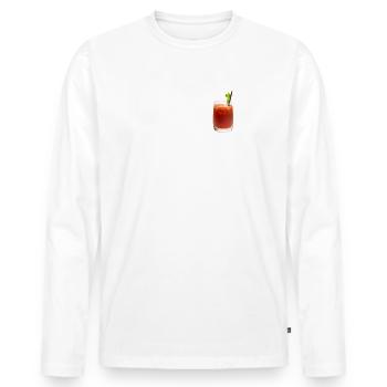 OK But First Bloody Mary T-Shirt, Funny Drinking - Men's Premium Organic Long Sleeve Shirt - white - Front - Nico (187cm)