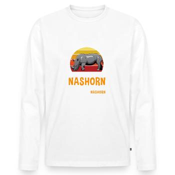 Afrika Tier Horn Einhorn Safari Nashorn - Männer Premium Bio Langarmshirt - Weiß - Vorne - Nico (187cm)