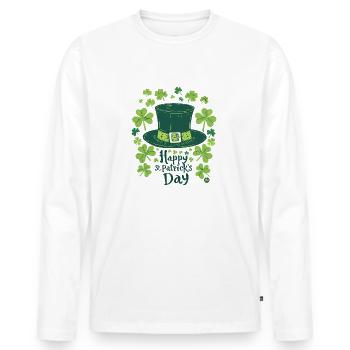Shamrock Hat - Men's Premium Organic Long Sleeve Shirt - white - Front - Nico (187cm)