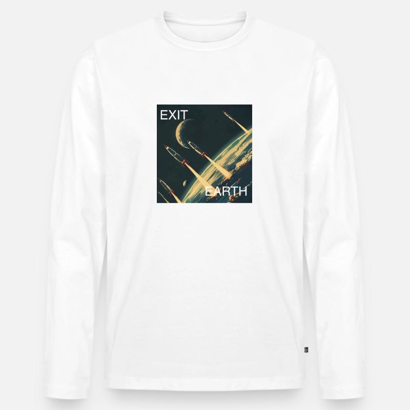 Exit Earth - Männer Premium Bio Langarmshirt - Weiß
