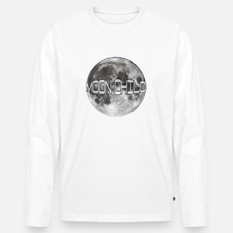 Moon Child - Männer Premium Bio Langarmshirt - Weiß