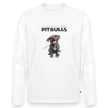 Drôle Pitbull Chien Propriétaire T Pitbull Walk - T-shirt manches longues Premium bio Homme - blanc - Devant - Nico (187cm)