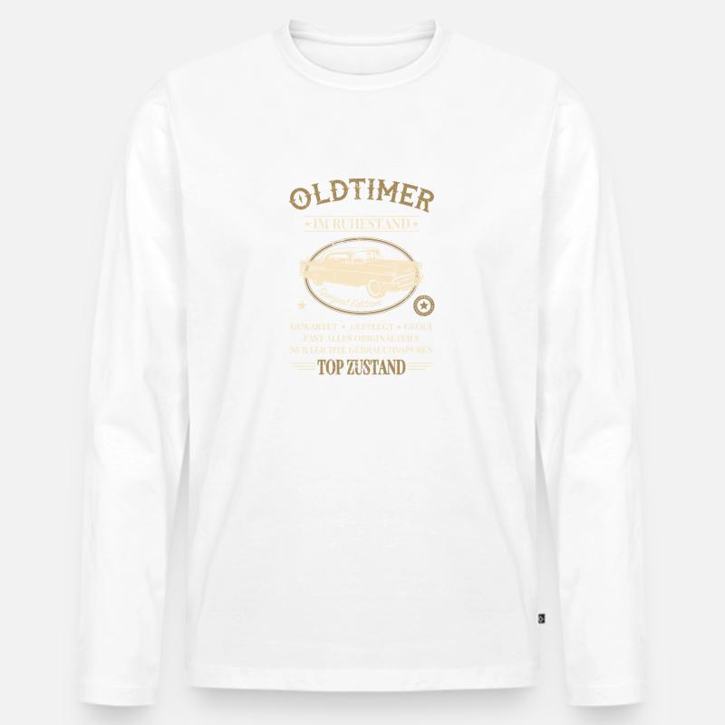 Ruhestand Oldtimer Abschiedsgeschenk - Männer Premium Bio Langarmshirt - Weiß