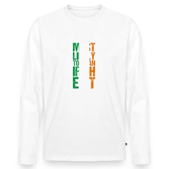 Le plus probable est une déclaration audacieuse sur le - T-shirt manches longues Premium bio Homme - blanc - Devant - Nico (187cm)