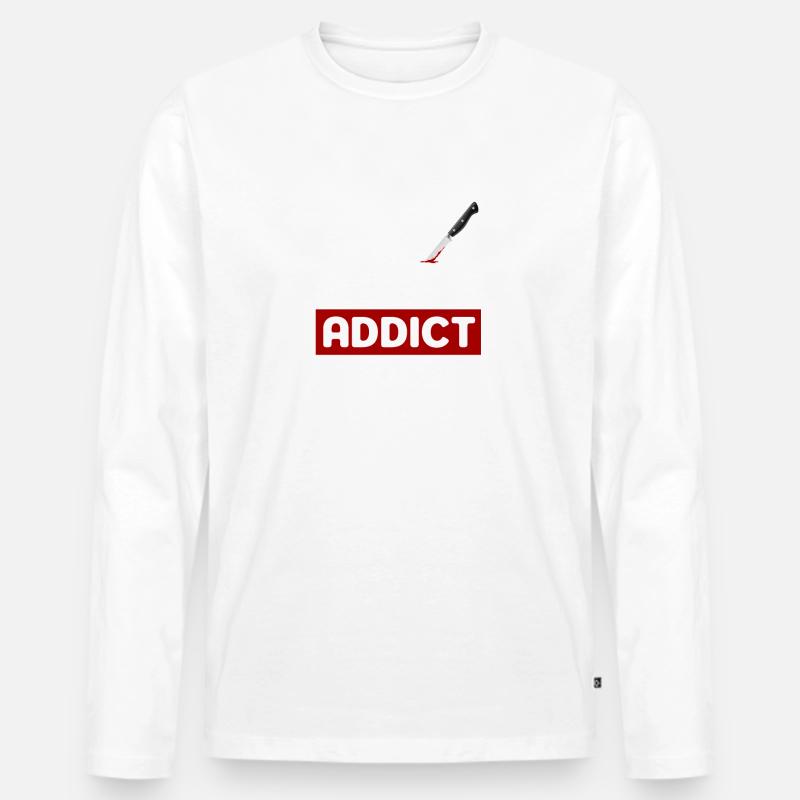 Messer-süchtiger - Männer Premium Bio Langarmshirt - Weiß