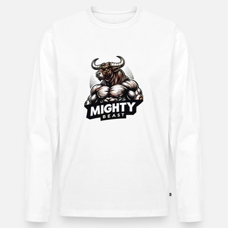 Mighty Beast - Männer Premium Bio Langarmshirt - Weiß