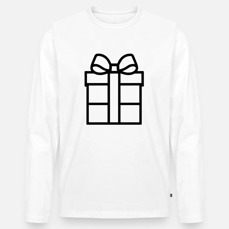 Kleine Geschenkbox - Männer Premium Bio Langarmshirt - Weiß