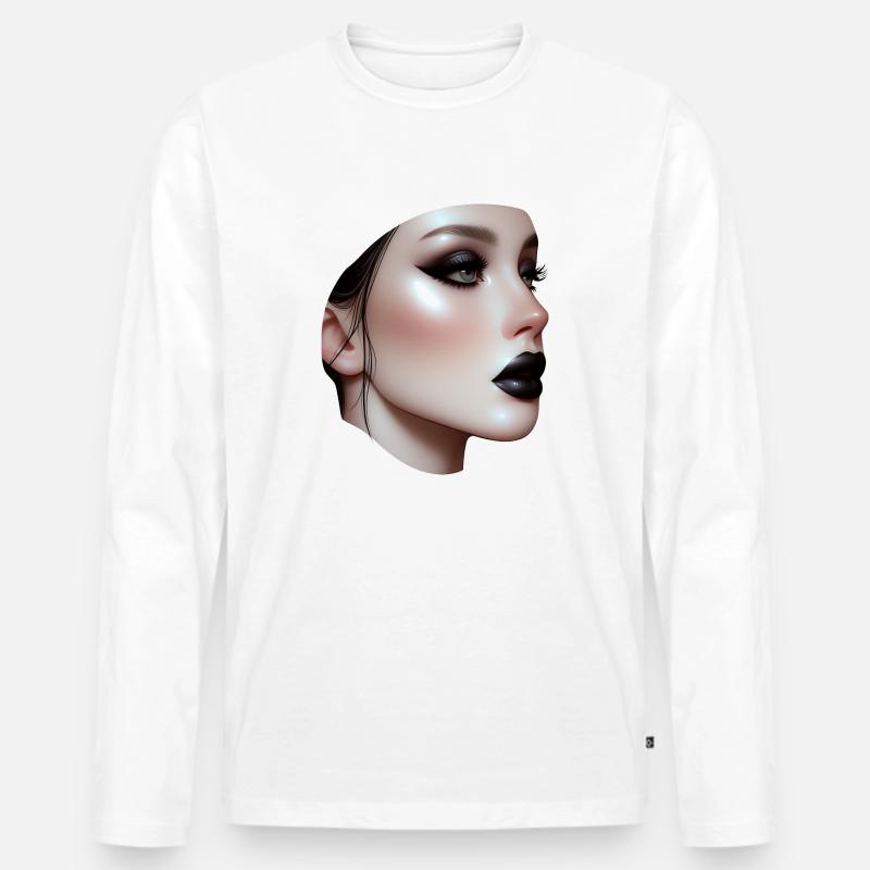 Gesicht - Schwarze Lippe - Männer Premium Bio Langarmshirt - Weiß