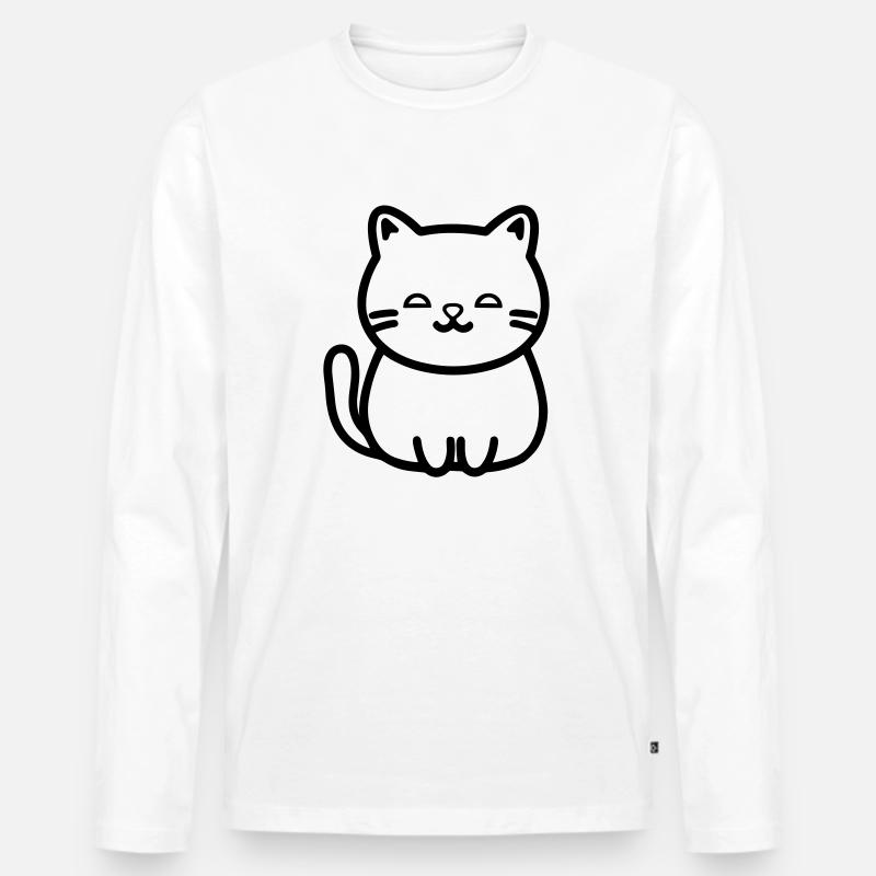 Katze - Männer Premium Bio Langarmshirt - Weiß