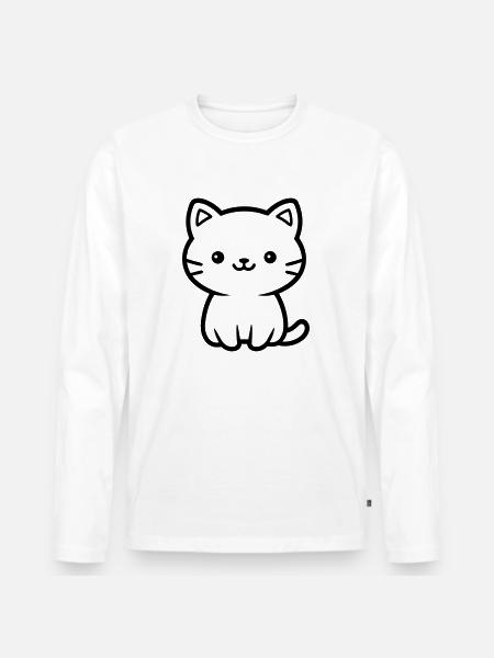 Katze - Männer Premium Bio Langarmshirt - Weiß